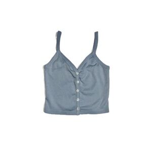 ‘Zelly’ Button Up Tank Brandy Melville Blue Top
